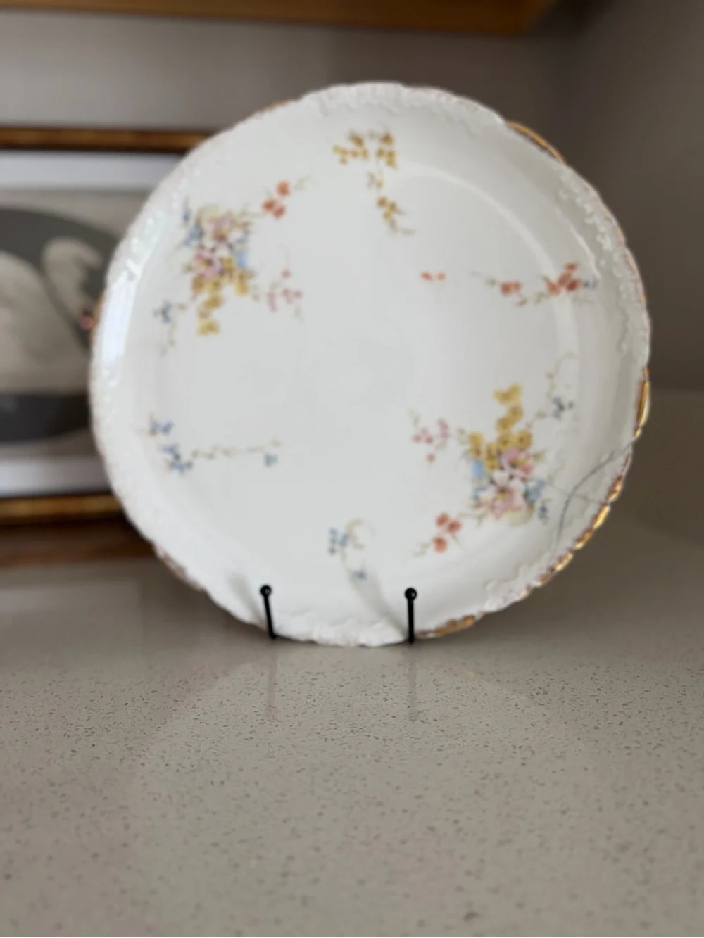 Antique Rosenthal R.C. Monbijou Bavaria Floral Dinner Plate Scalloped Gold Trim